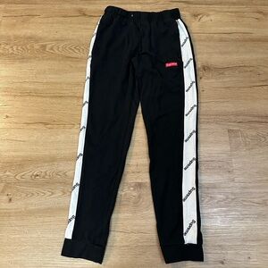 Supreme Kids Black White Logo Track Pants Joggers Size XL